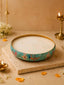 Aqua Blue Floral Printed Urli Candle