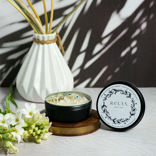 Relax : Handcrafted Soy wax White Oudh Candle