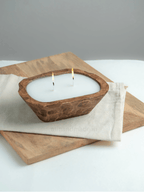 Handcrafted Wooden Dough Bowl D Shape Candle