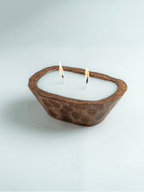 Handcrafted Wooden Dough Bowl D Shape Candle