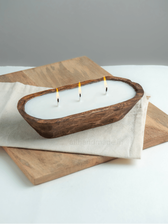 Handcrafted Wooden Dough 8" Bowl Candle Main image