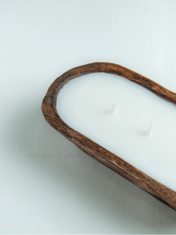 Handcrafted Wooden Dough 8" Bowl Candle