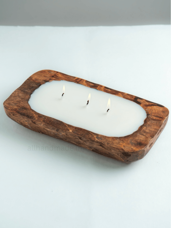 Handcrafted Wooden Dough Bowl Candle