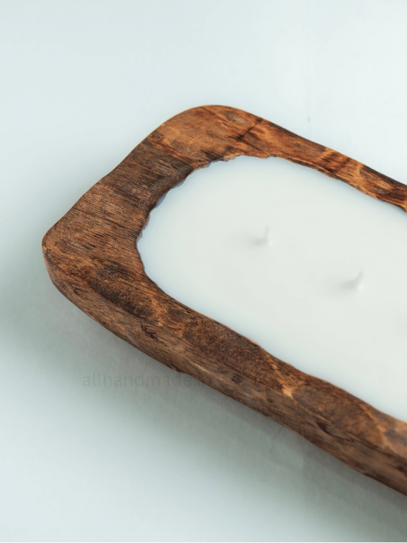 Handcrafted Wooden Dough Bowl Candle