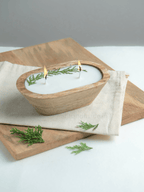 Evergreen Mist Wooden Dough Bowl Candle
