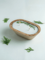Evergreen Mist Wooden Dough Bowl Candle