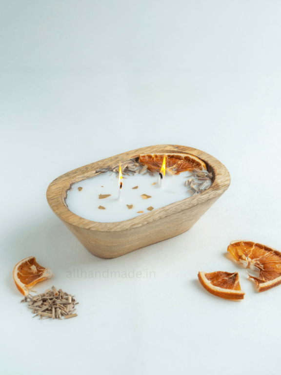 Citrus Lavender Wooden Dough Bowl Candle Main image
