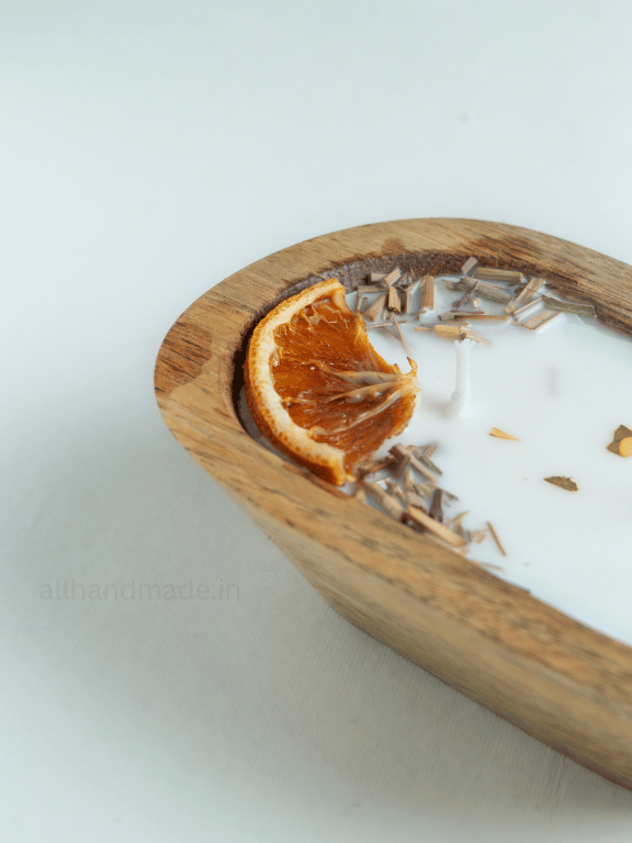 Citrus Lavender Wooden Dough Bowl Candle