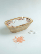 Coastal Calm Wooden Dough Bowl Candle
