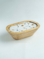 Gilded Aura Wooden Dough Bowl Candle