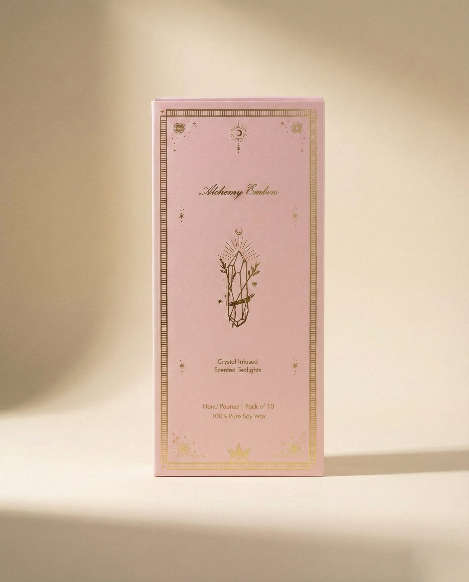 Rose Quartz Crystal Tealight Candle Set Secondary image