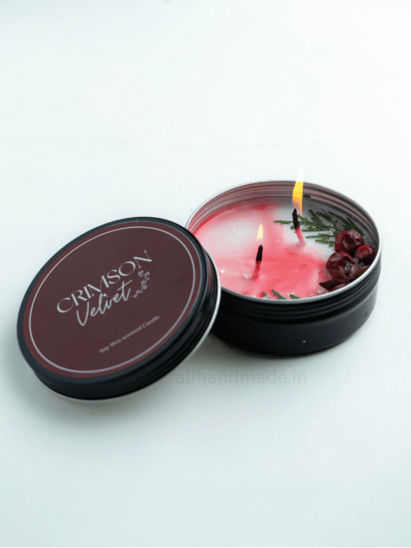 Crimson Velvet Tin Jar Candle