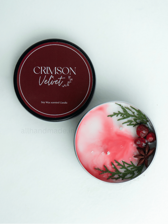 Crimson Velvet Tin Jar Candle