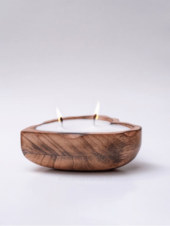 Handcrafted Heart-Shaped Wooden Candle