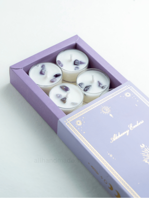 Amethyst Crystal Tealight Candle Set Secondary image