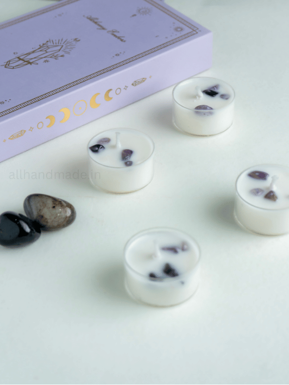Amethyst Crystal Tealight Candle Set