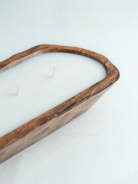 Handcrafted Wooden Dough Bowl Candle ( 12 inch )