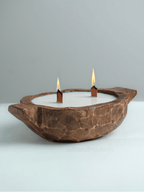 Handcrafted Wooden Round Dough Bowl Candle