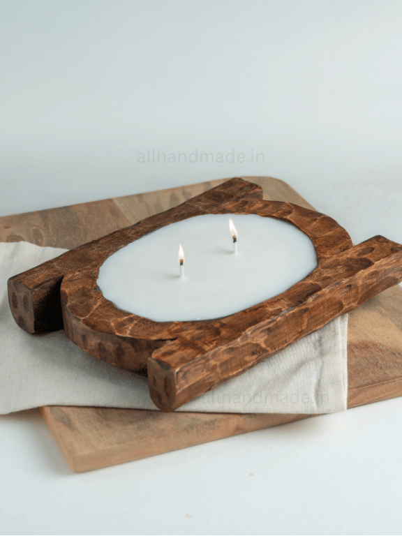 Handcrafted Wooden Dough Bowl Candle Main image