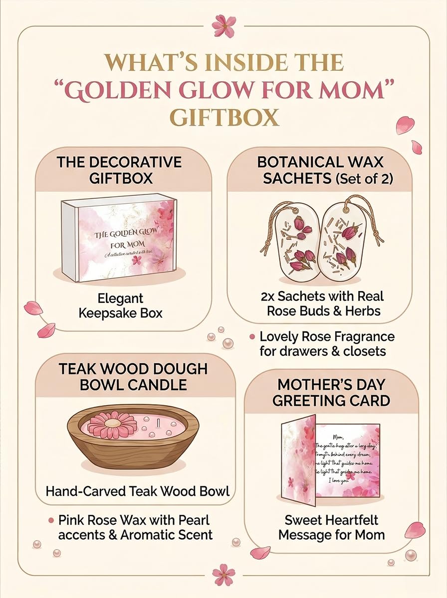 Mother’s Day Spa Gift Box – Floral Candle Relaxation Gift Set for Mom