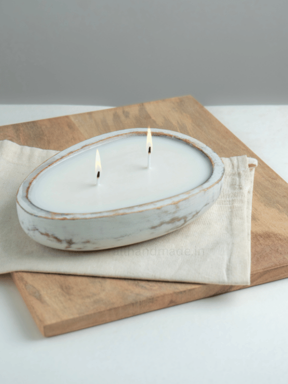Artisan White Dough Bowl Candle