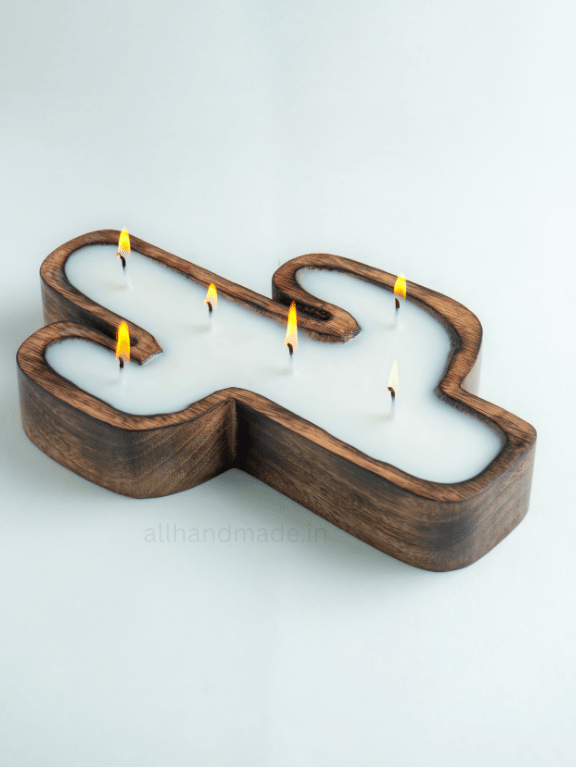 Wooden Cactus Scented Candle