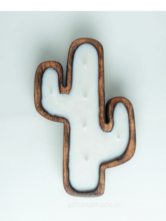 Wooden Cactus Scented Candle