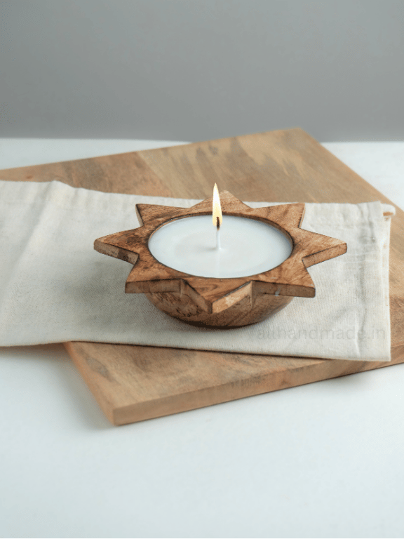 Star Shape Wooden  Scented Candle