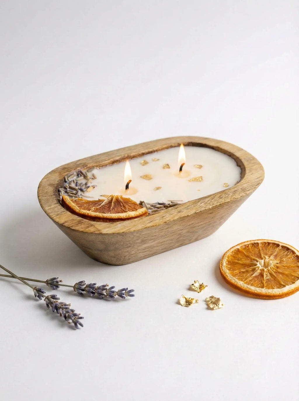 Citrus Lavender Wooden Dough Bowl Candle