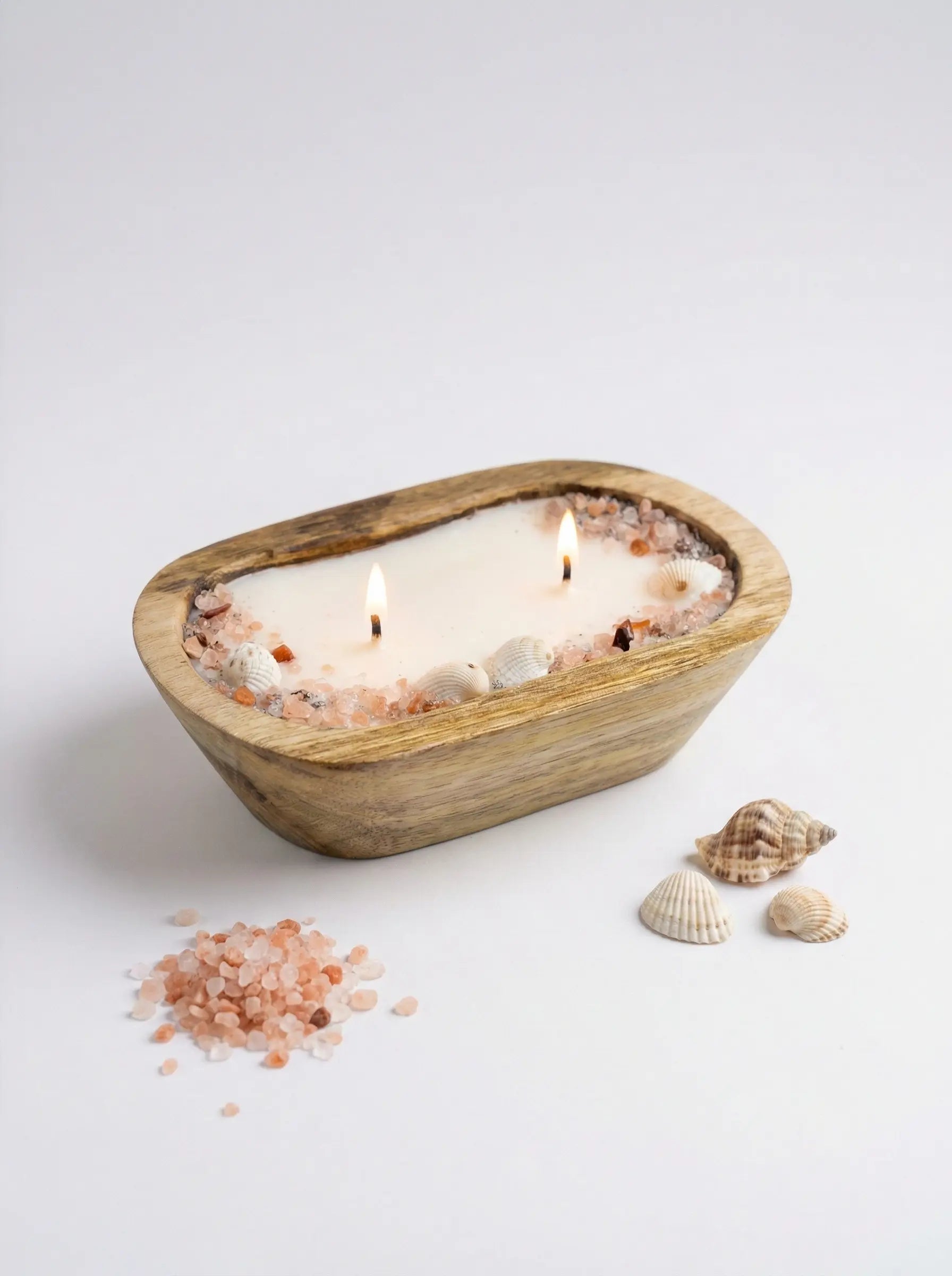 Coastal Calm Wooden Dough Bowl Candle Main image