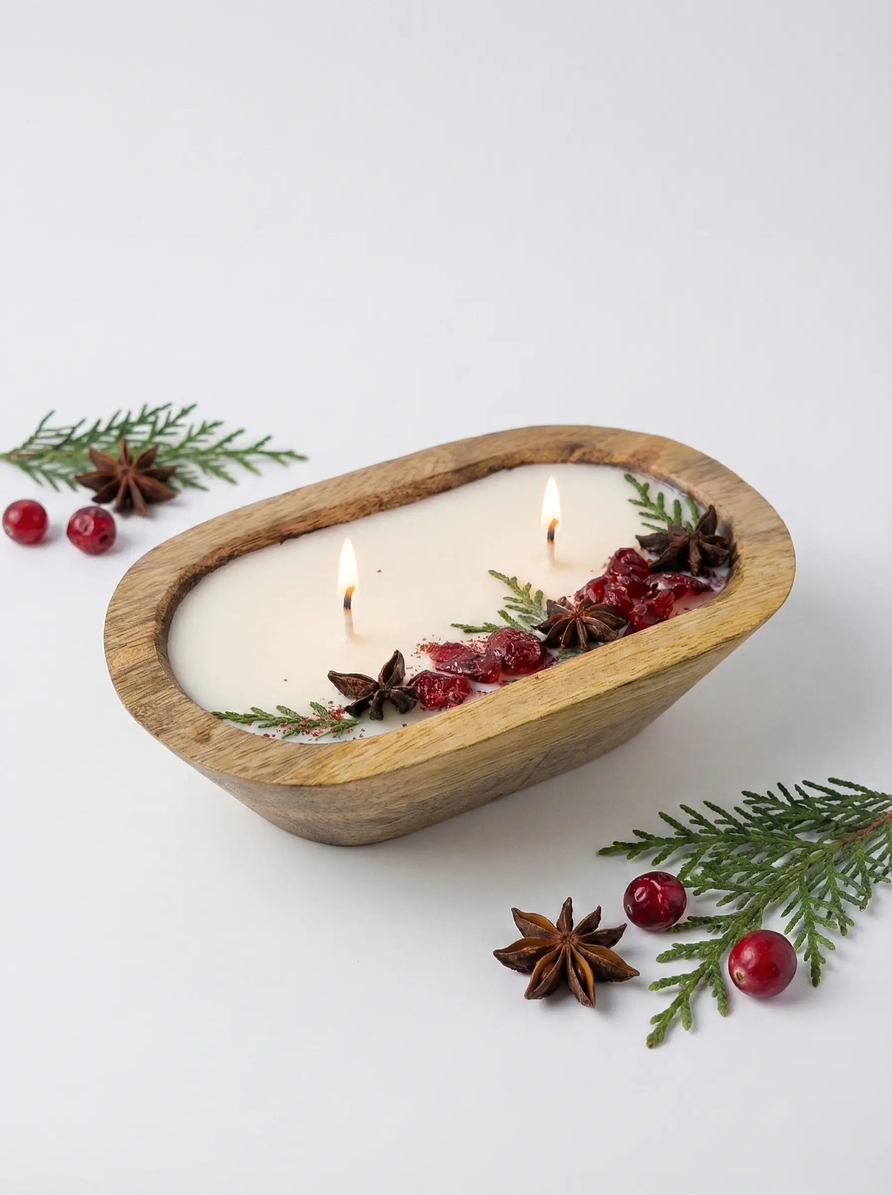 Crimson Spice Wooden Dough Bowl Candle