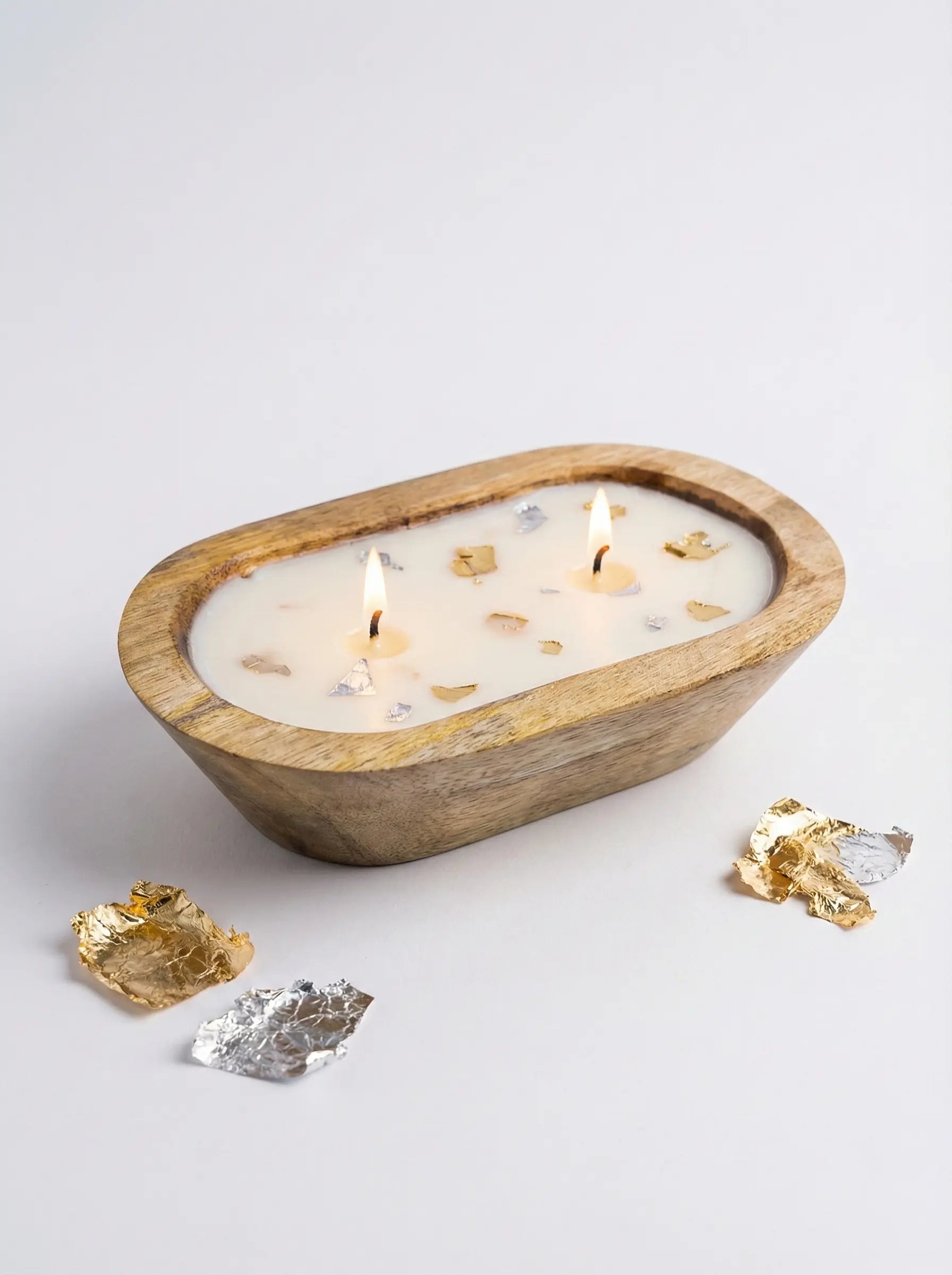 Gilded Aura Wooden Dough Bowl Candle Main image
