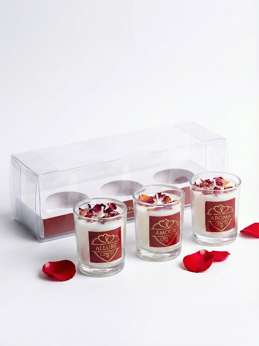 Set of 3 Valentine’s Day Rose Petal Candles