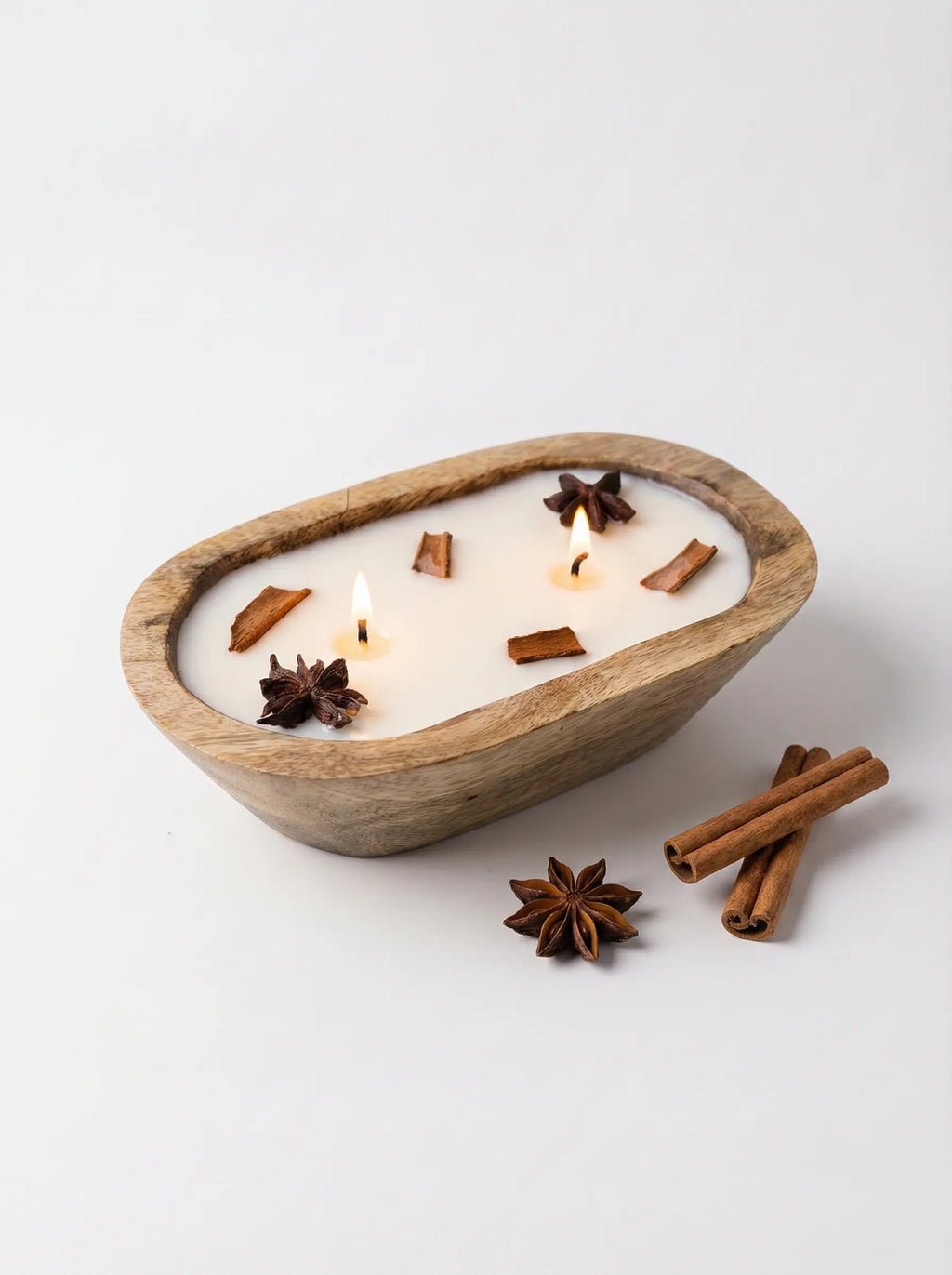 Spiced Ember Wooden Dough Bowl Candle