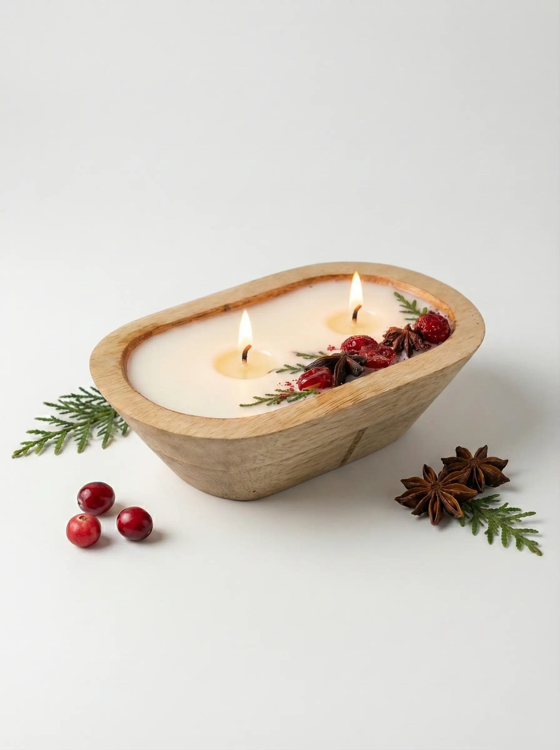Winter Spice Wooden Dough Bowl Candle Main image