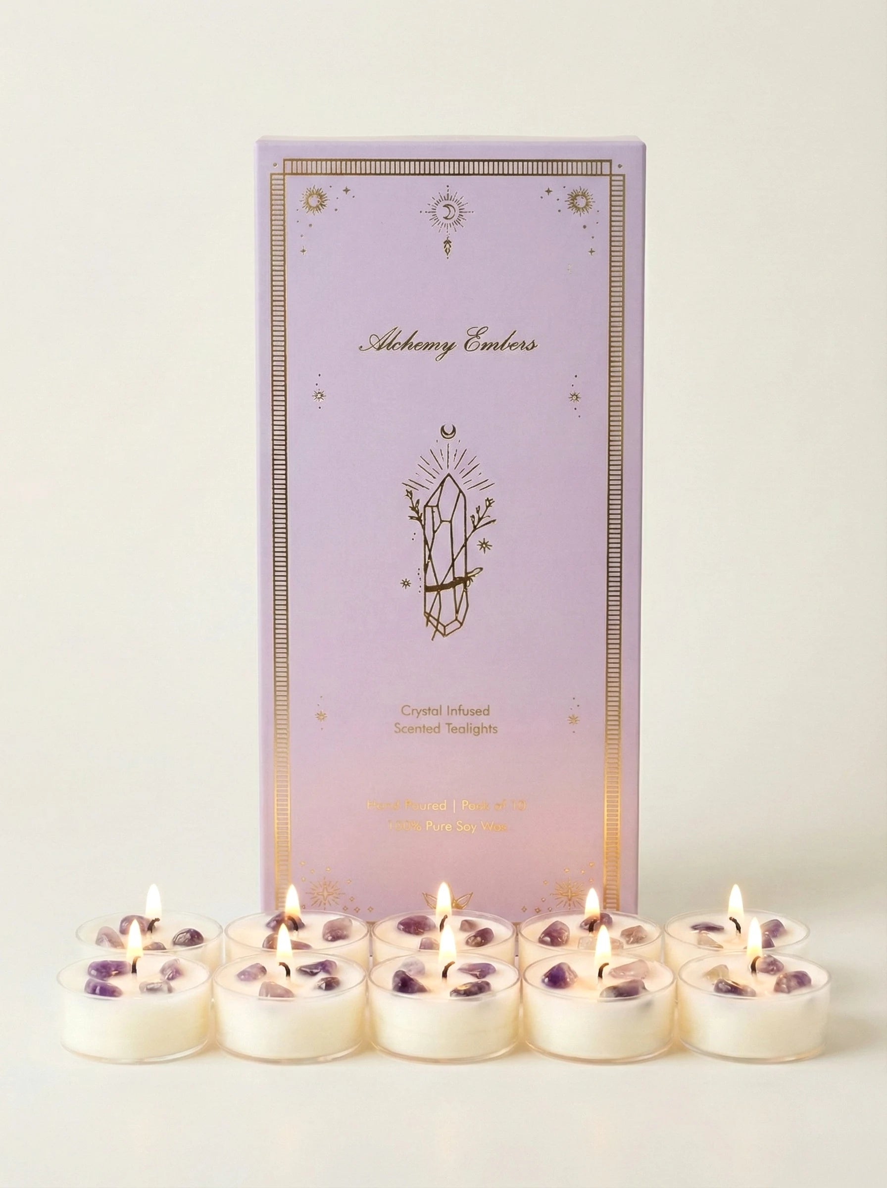 Amethyst Crystal Tealight Candle Set Main image