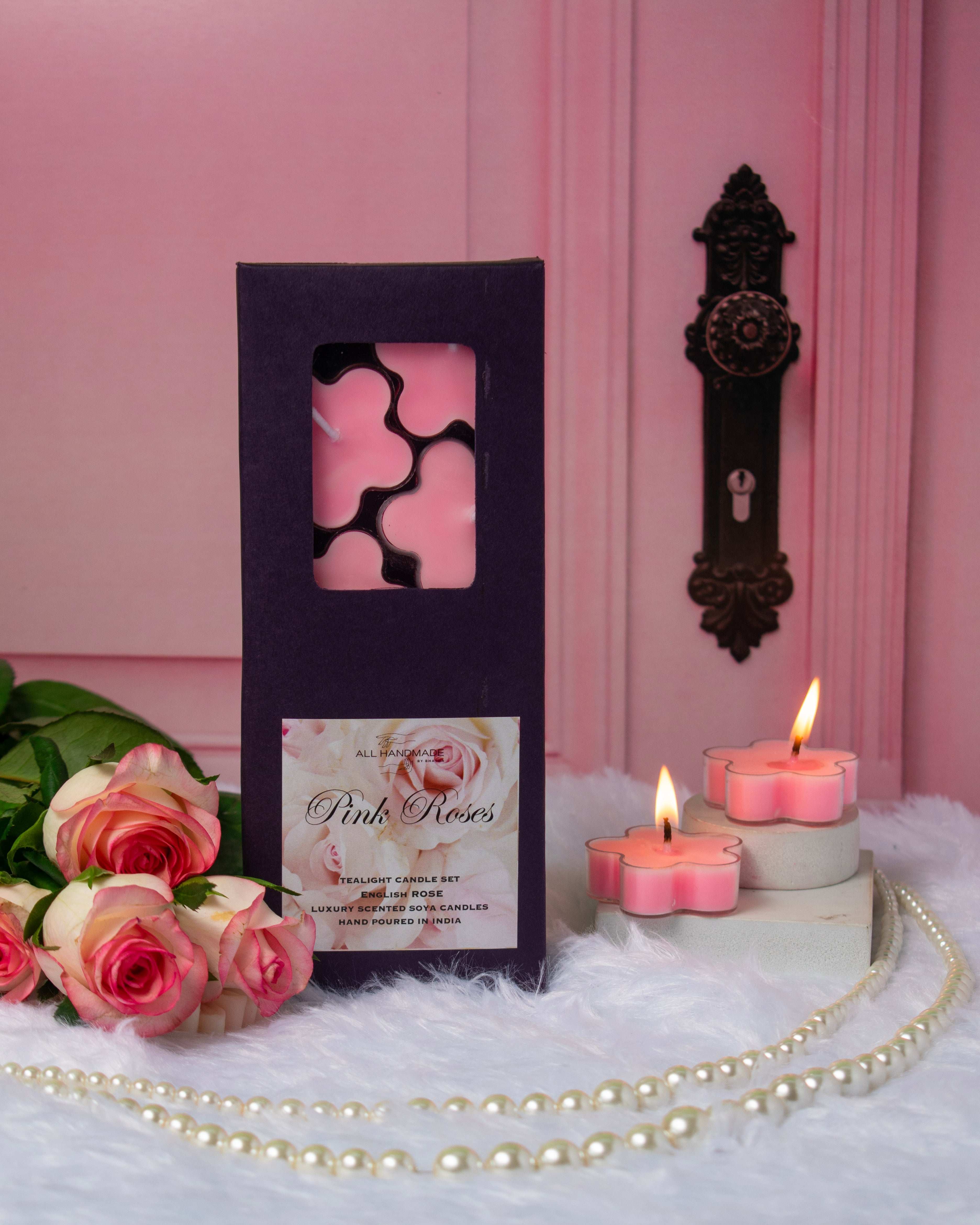 Handpoured English Rose Tealights (Set of 8) Main image