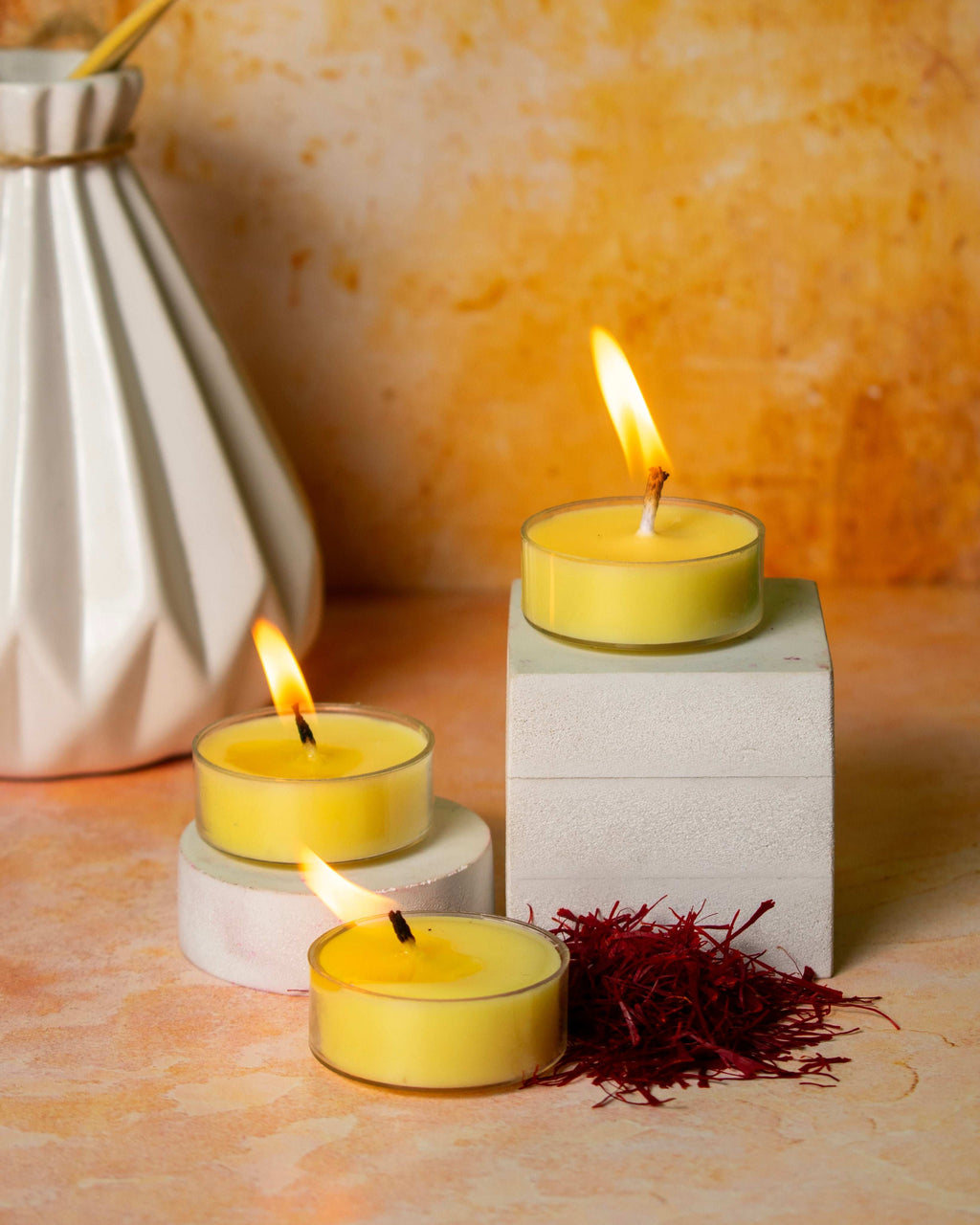 Handpoured Saffron Tealights (Set Of 10)