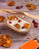 wooden dough bowl scented candle