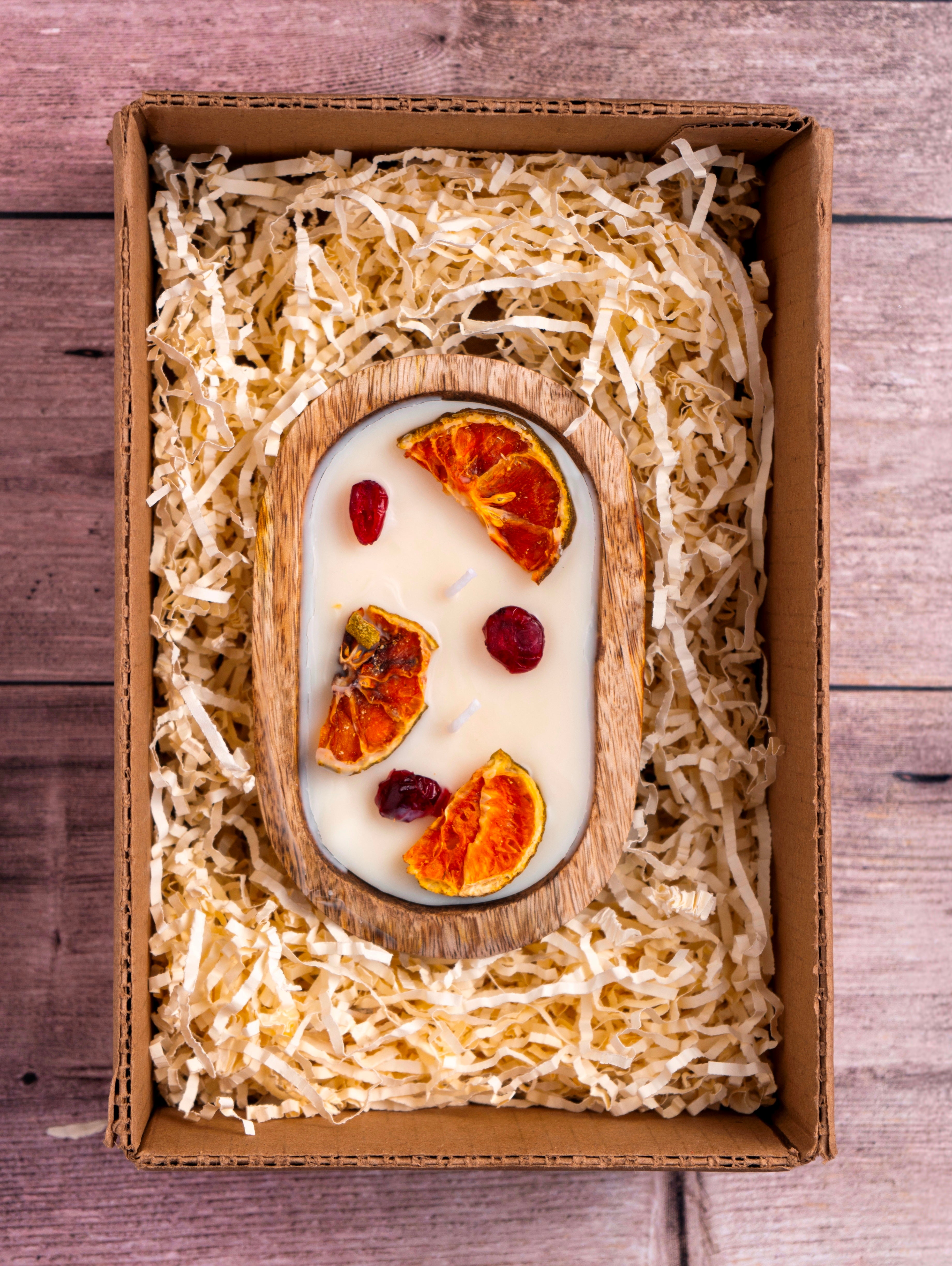 wooden dough bowl scented candle