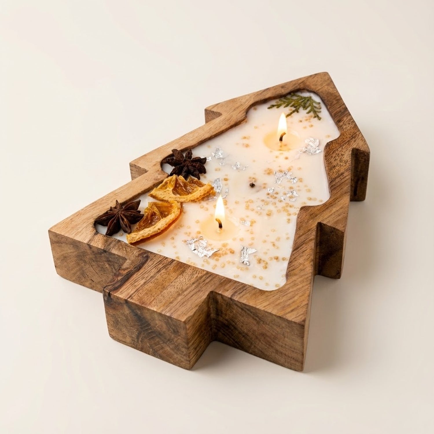 Handcrafted Christmas Tree Wooden Candle Secondary image