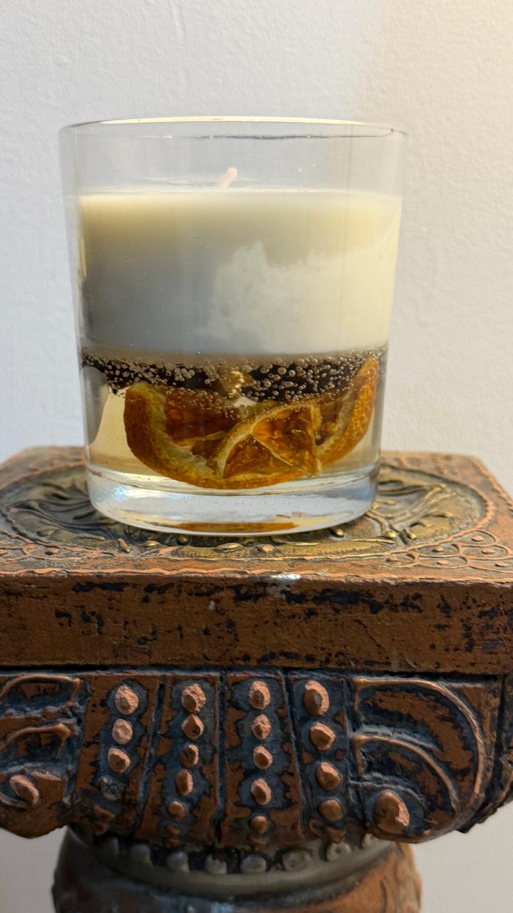 Handcrafted Orange Gel & Soy Wax Candle – Luxury Layered Candle for Home Décor & Gifting Main image