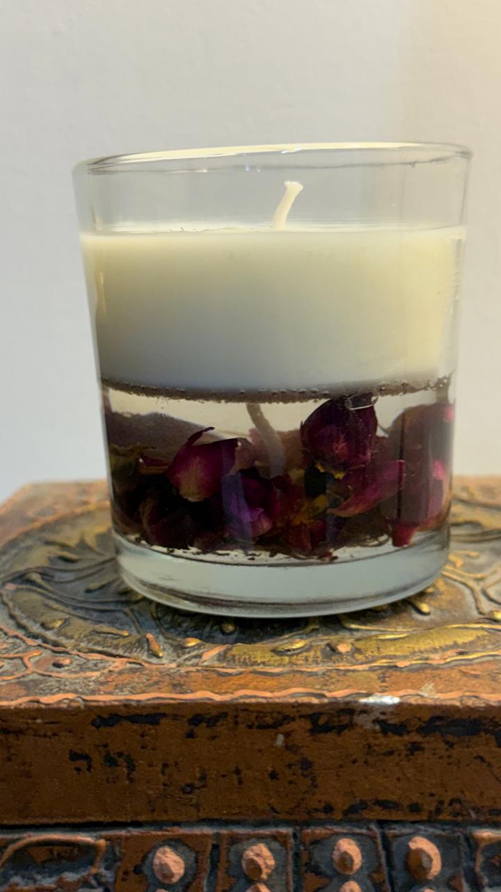 Handcrafted Rose Gel & Soy Wax Candle – Luxury Floral Layer Candle for Home Décor & Gifting Main image
