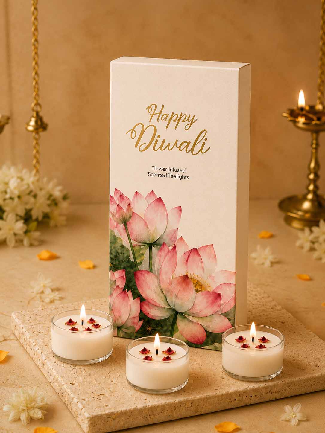 Flower Infused Scented Tealight Candles Gift Box | Set of 10