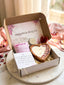Mother’s Day heart candle spa gift box with bath salt and organic lip balm