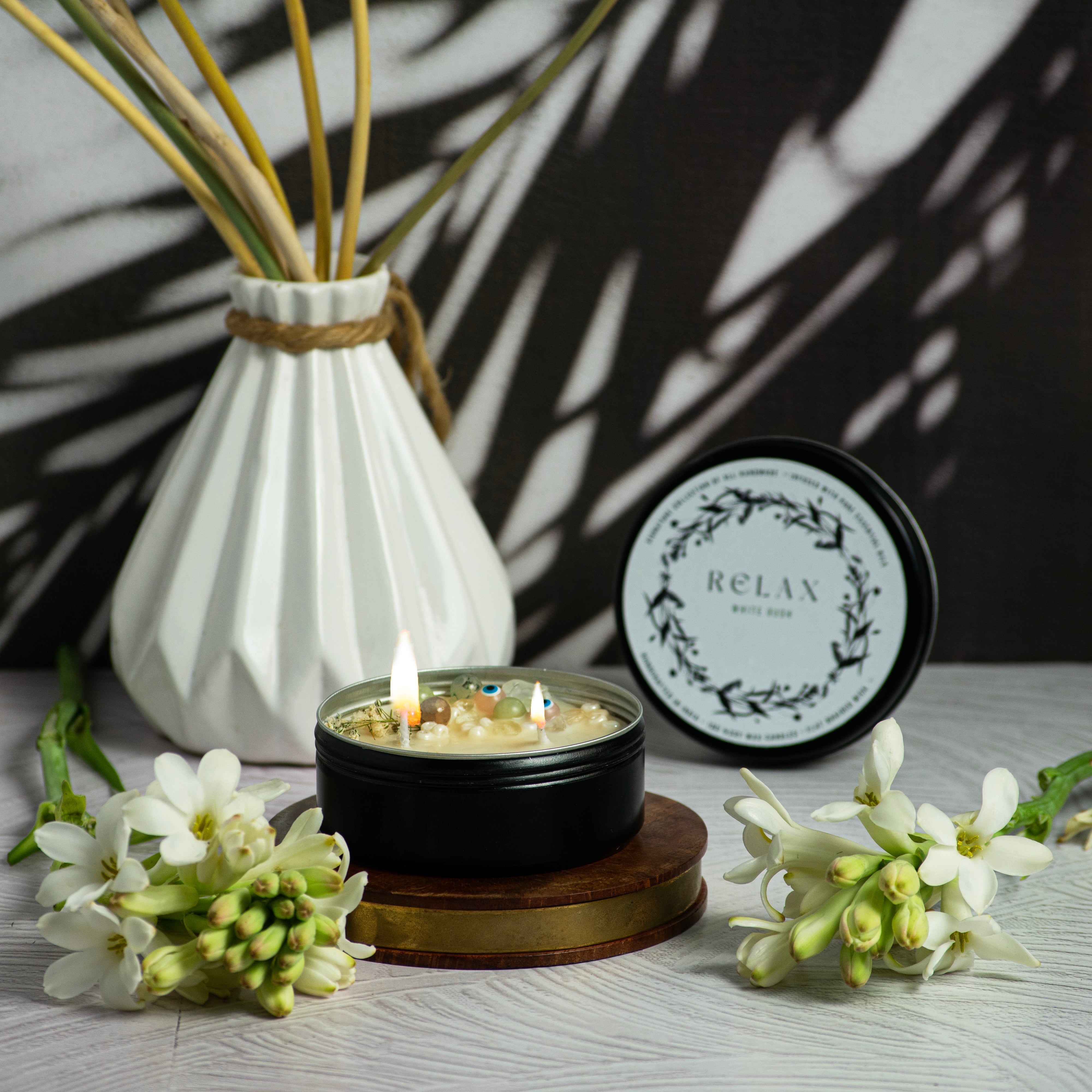 Relax : Handcrafted  Soy wax White Oudh Candle