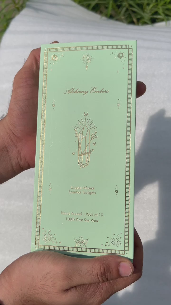 Amazonite Crystal Tealight Candle Set