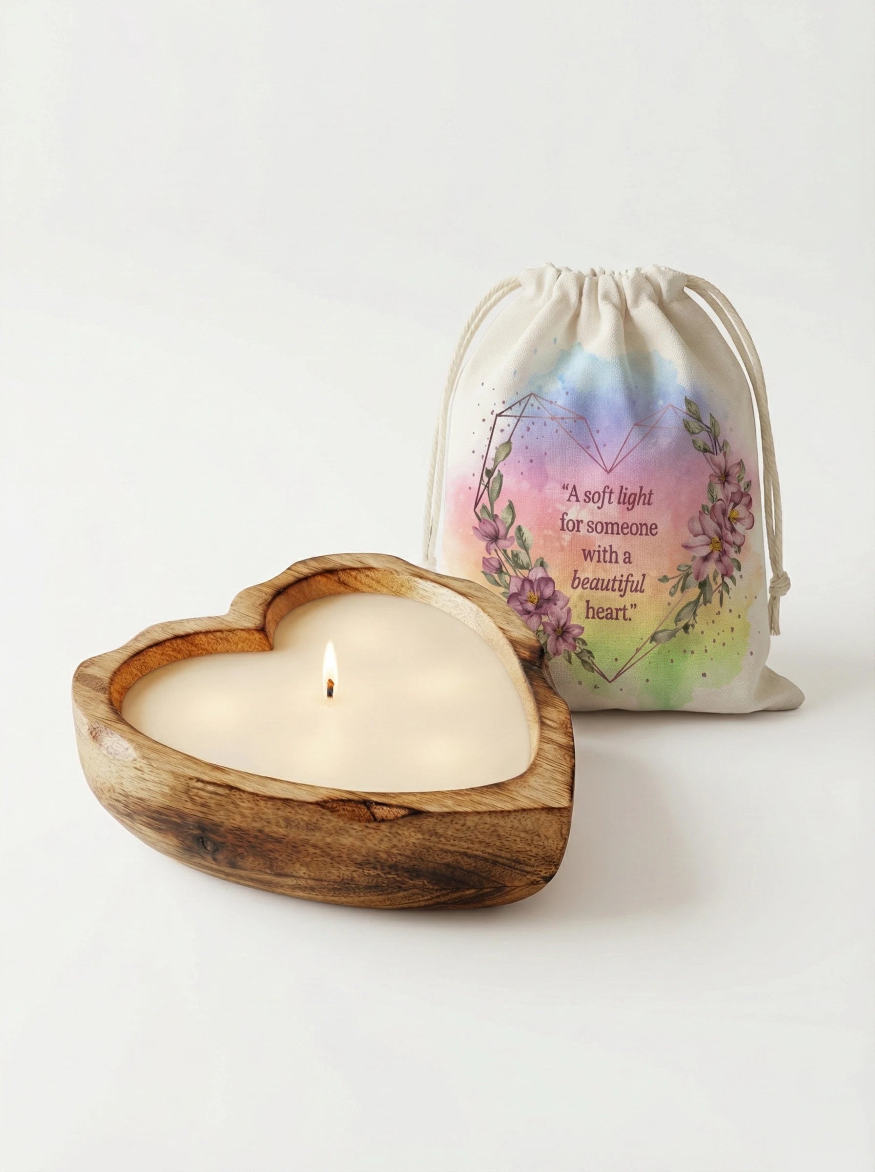 Handcrafted Heart-Shaped Wooden Candle Main image