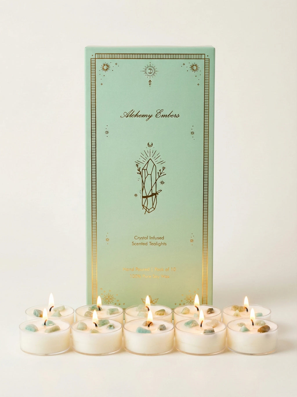 Amazonite Crystal Tealight Candle Set