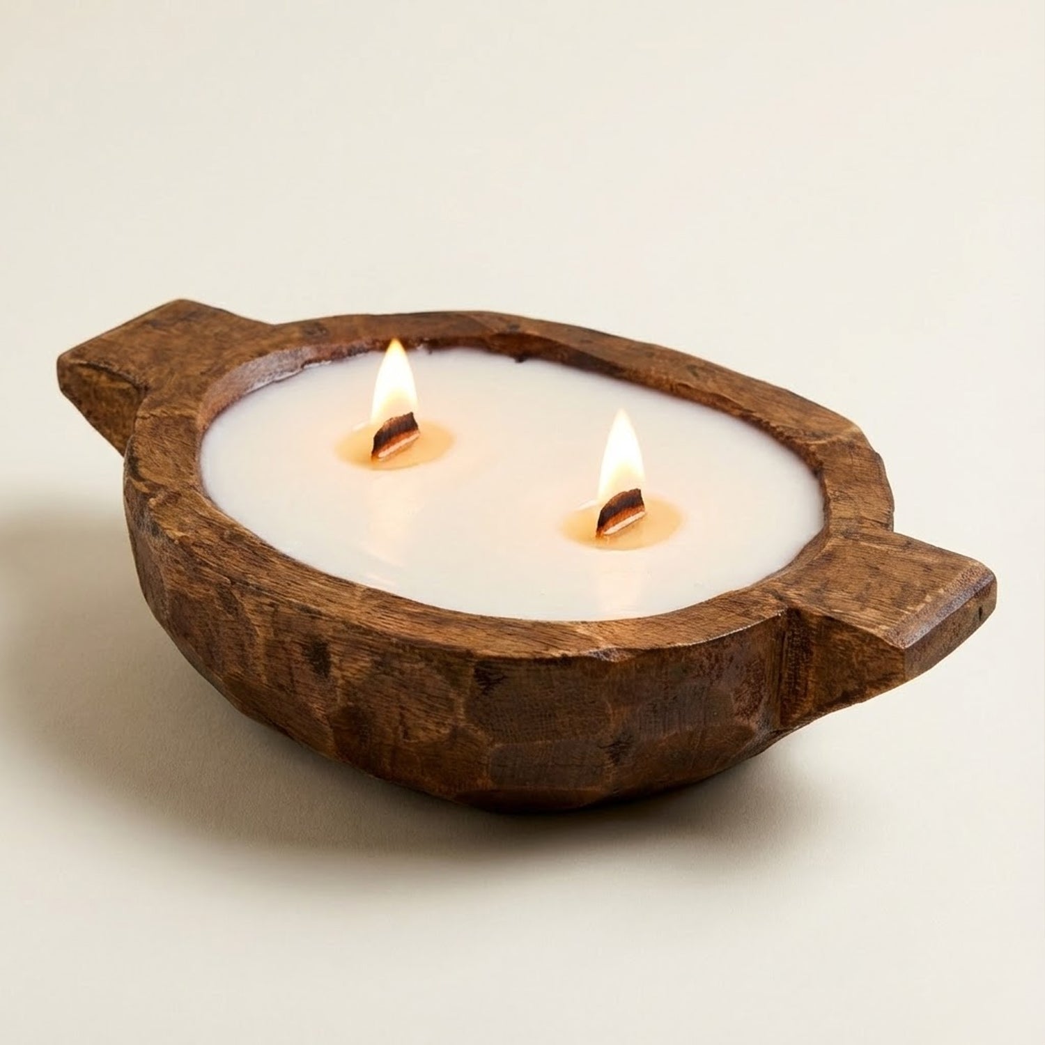 Handcrafted Wooden Round Dough Bowl Candle Secondary image